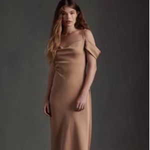 BHLDN Ira Satin Charmeuse Dress in Sand Dune